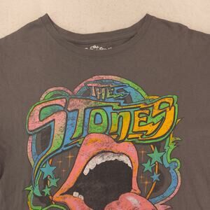 Rolling Stones Band Crew Neck Short Sleeve Graphic T Shirt Womens Size XL Gray
